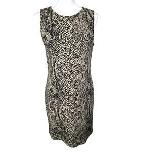 ST. JOHN COLLECTION Size 8 Sleeveless Sheath Snake Print Midi Dress Knit Stretch